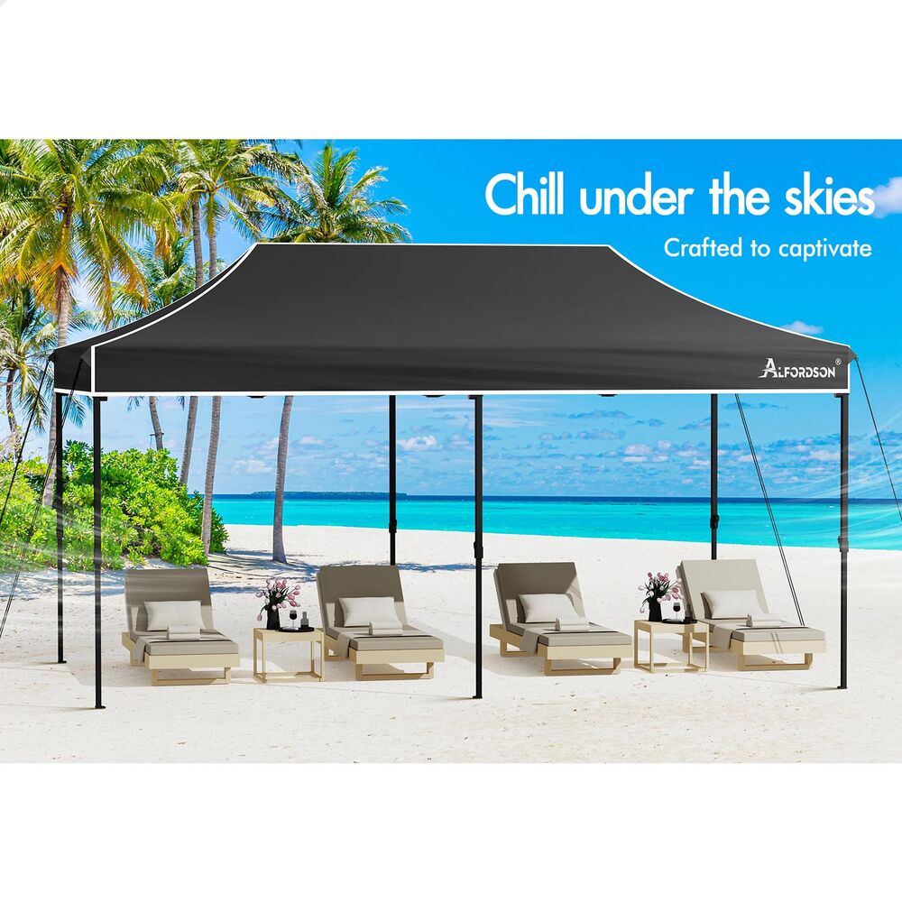 ALFORDSON Gazebo 3x6 Pop Up Tent Wedding Canopy Black