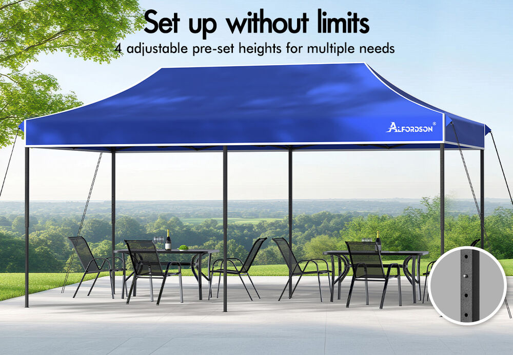 ALFORDSON Gazebo 6x3m Pop Up Marquee 600D Oxford Folding Outdoor Tent Blue
