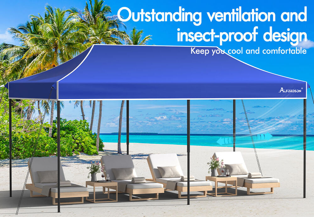 ALFORDSON Gazebo 6x3m Pop Up Marquee 600D Oxford Folding Outdoor Tent Blue