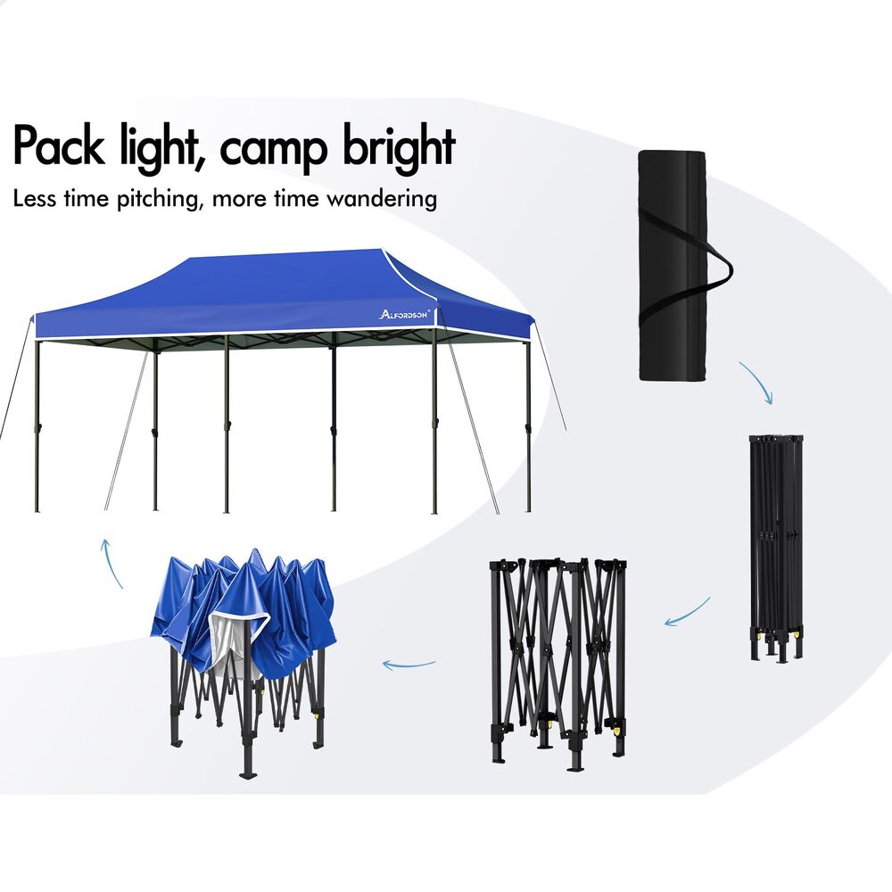 ALFORDSON Gazebo 3x6 Pop Up Marquee Outdoor Folding Tent Wedding Canopy Blue