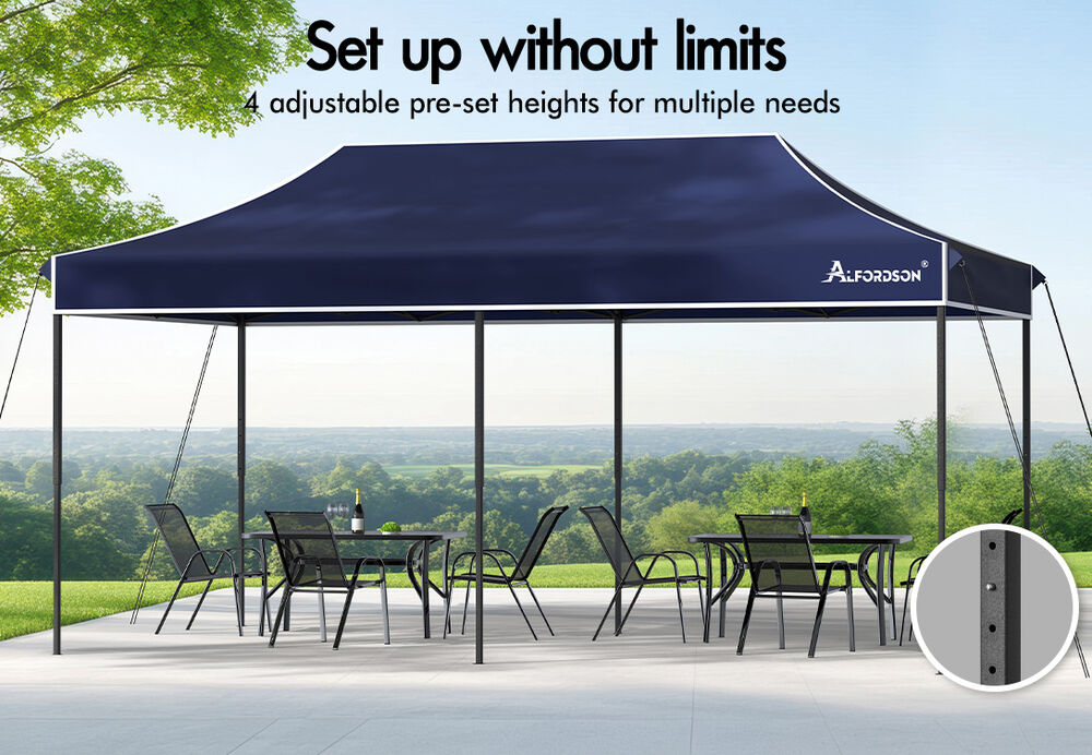 ALFORDSON Gazebo 6x3m Pop Up Marquee 600D Oxford Folding Outdoor Tent Navy