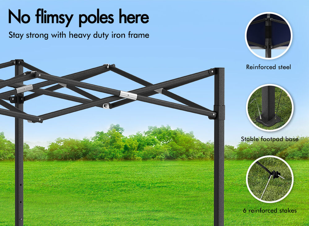 ALFORDSON Gazebo 6x3m Pop Up Marquee 600D Oxford Folding Outdoor Tent Navy