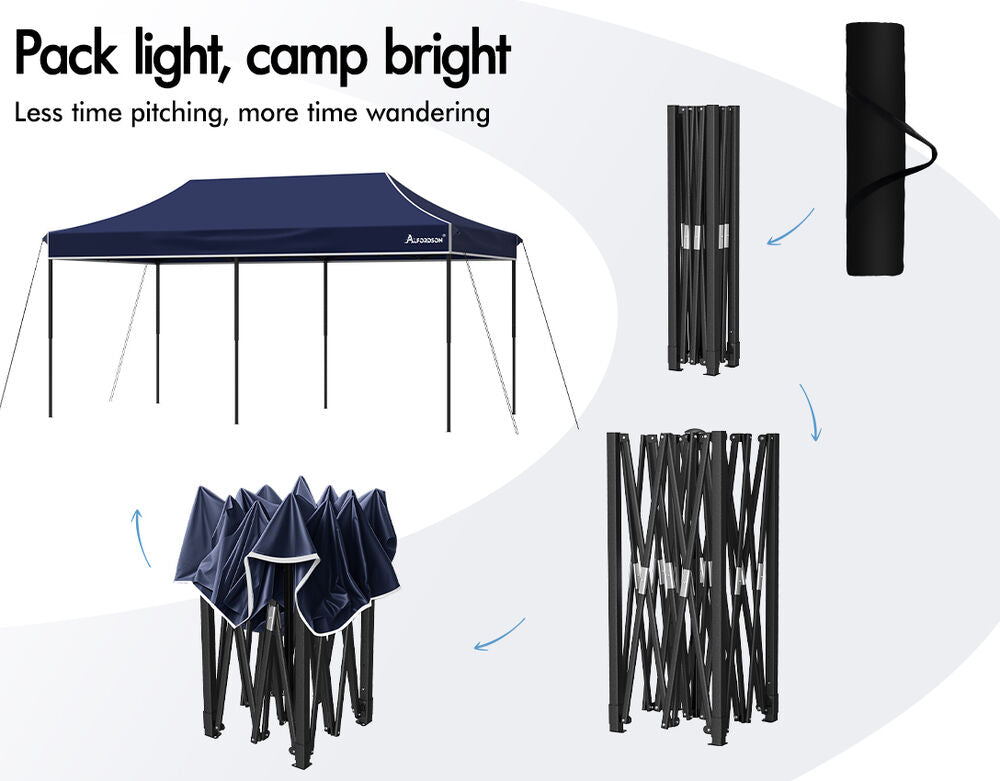 ALFORDSON Gazebo 6x3m Pop Up Marquee 600D Oxford Folding Outdoor Tent Navy