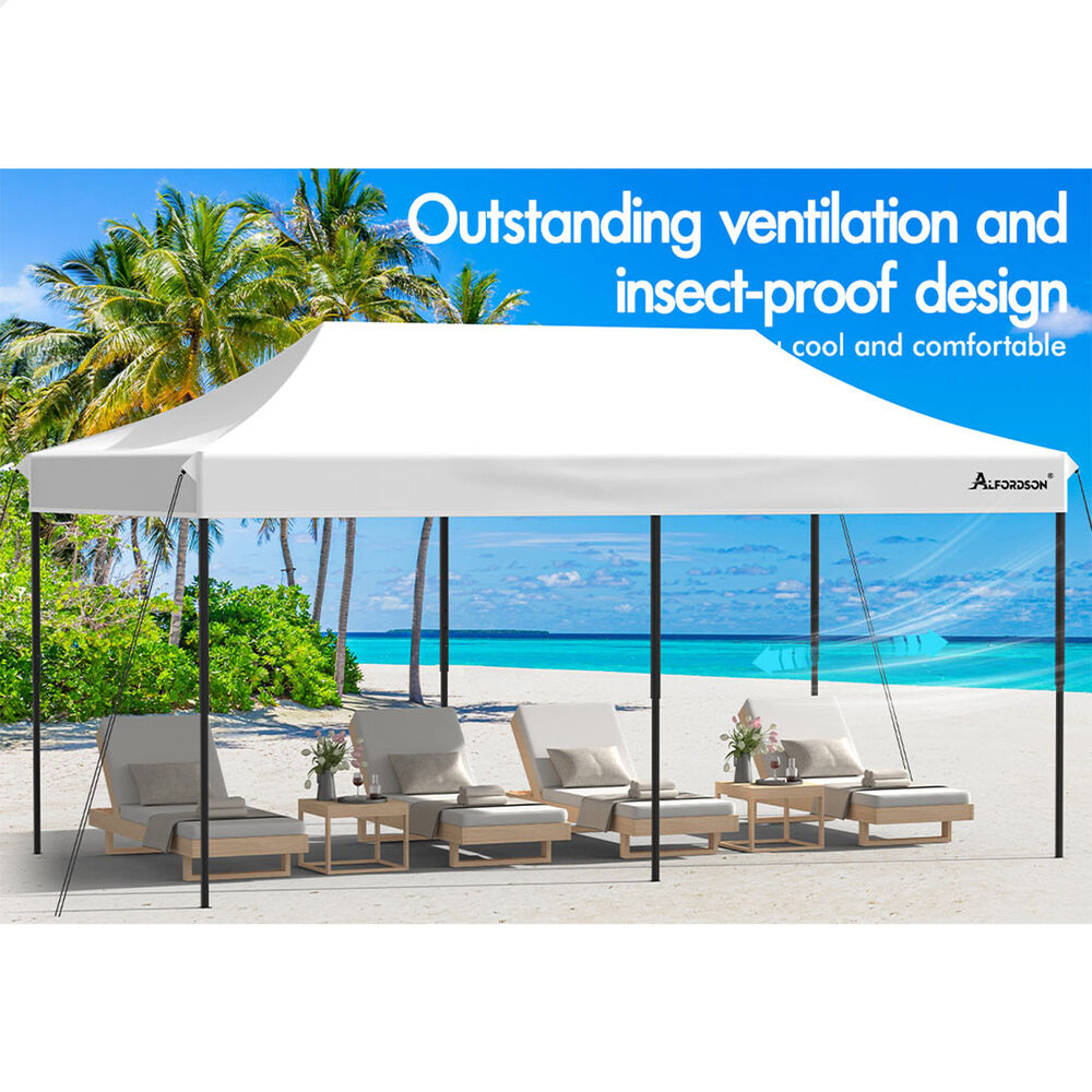 ALFORDSON Gazebo 6x3m Pop Up Marquee 600D Oxford Folding Outdoor Tent White