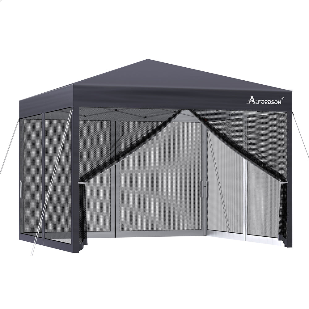 3x3m Gazebo ALFORDSON Pop Up Marquee Outdoor Tent Mesh Wall Grey