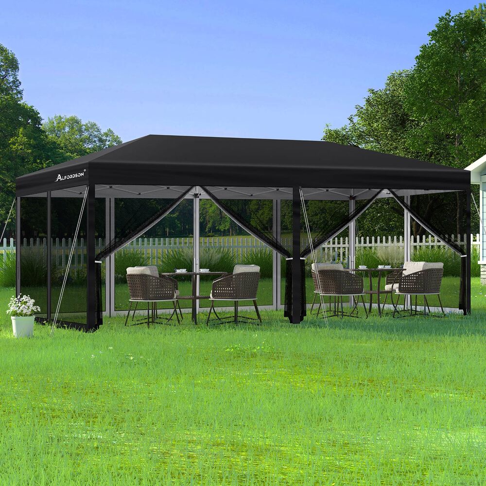 3x6m Gazebo ALFORDSON Pop Up Marquee Outdoor Tent Mesh Wall Black