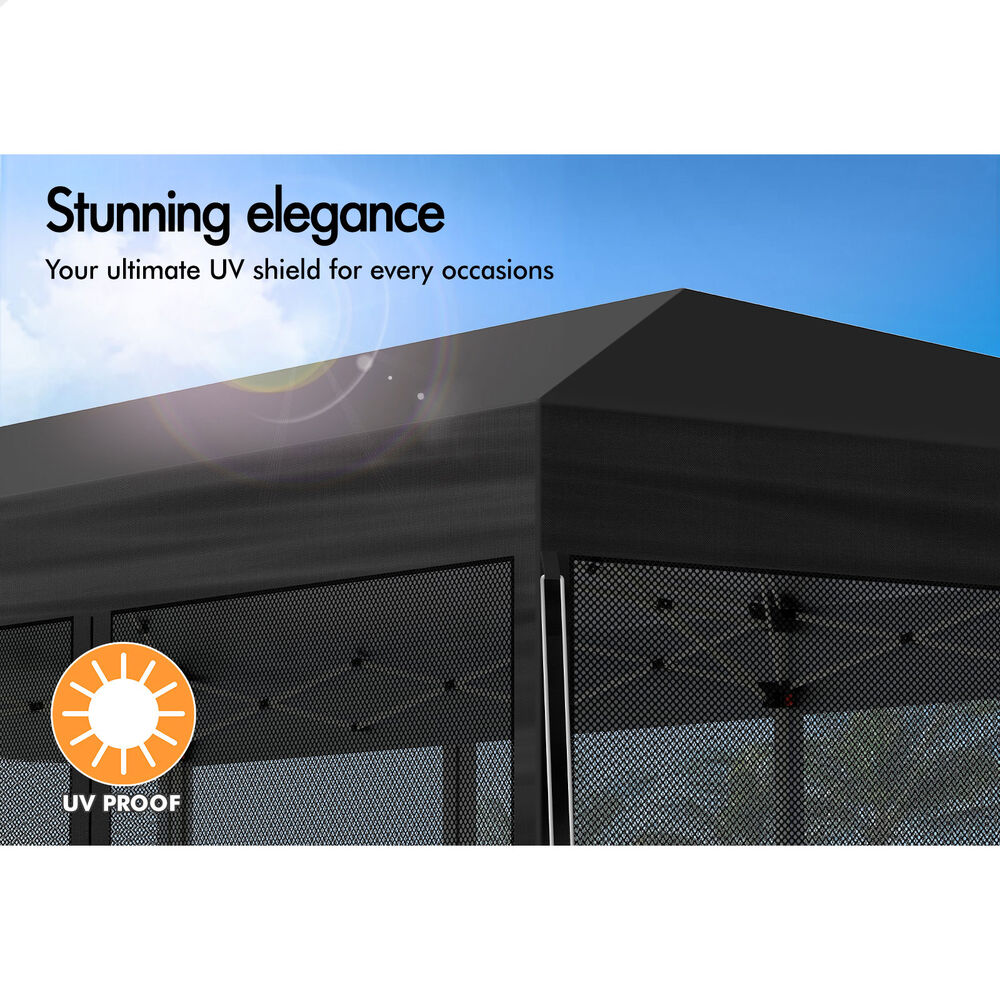 3x6m Gazebo ALFORDSON Pop Up Marquee Outdoor Tent Mesh Wall Black