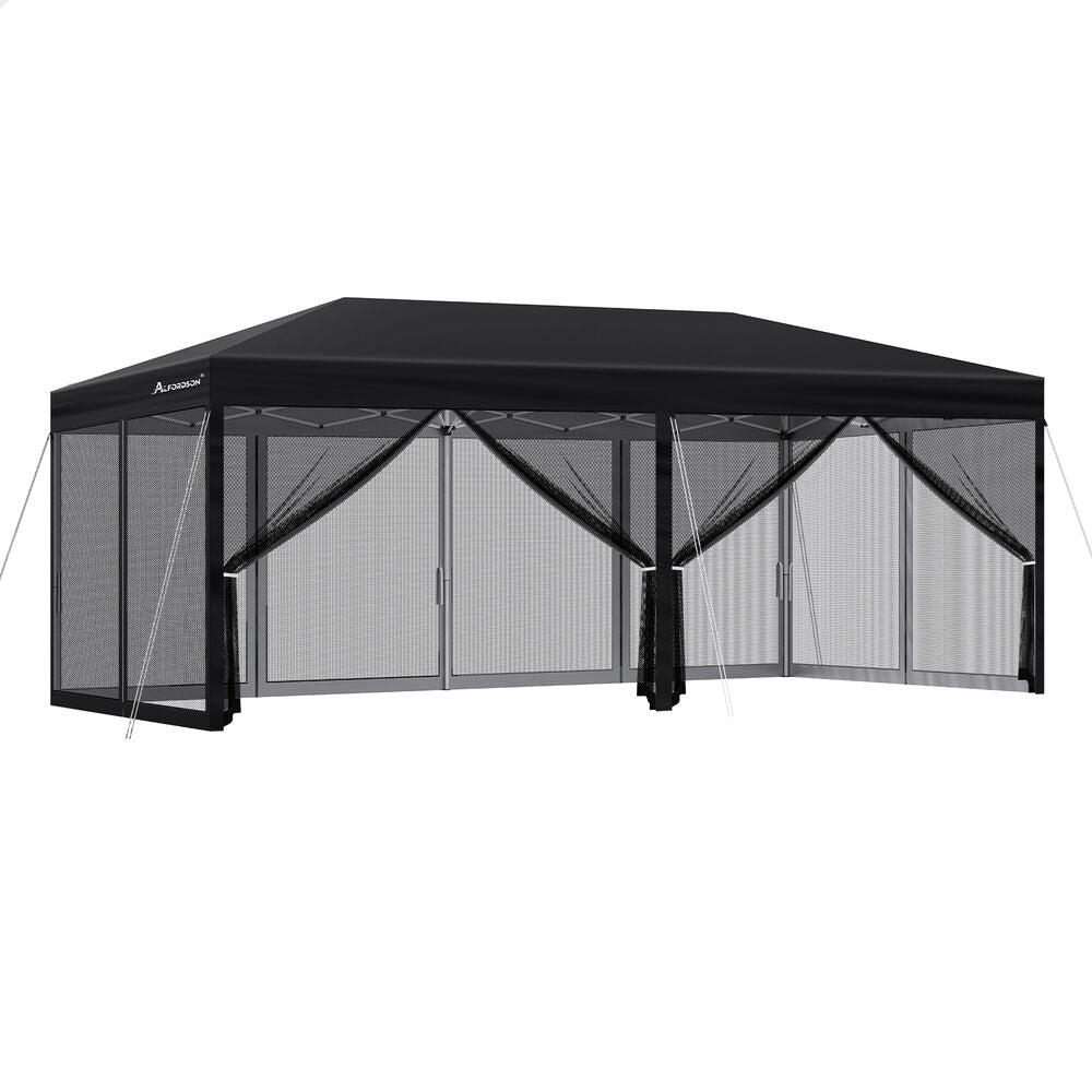 3x6m Gazebo ALFORDSON Pop Up Marquee Outdoor Tent Mesh Wall Black