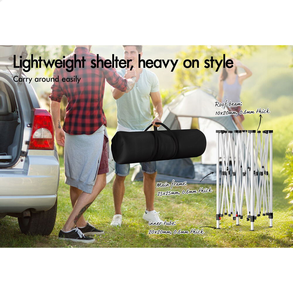 3x6m Gazebo ALFORDSON Pop Up Marquee Outdoor Tent Mesh Wall Black