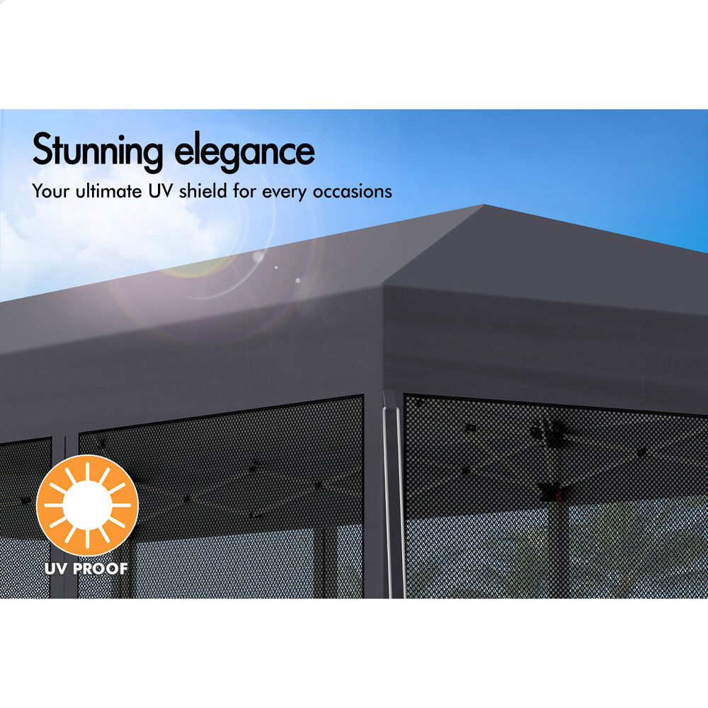 3x6m Gazebo ALFORDSON Pop Up Marquee Outdoor Tent Mesh Wall Grey