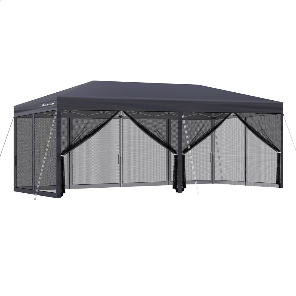 3x6m Gazebo ALFORDSON Pop Up Marquee Outdoor Tent Mesh Wall Grey
