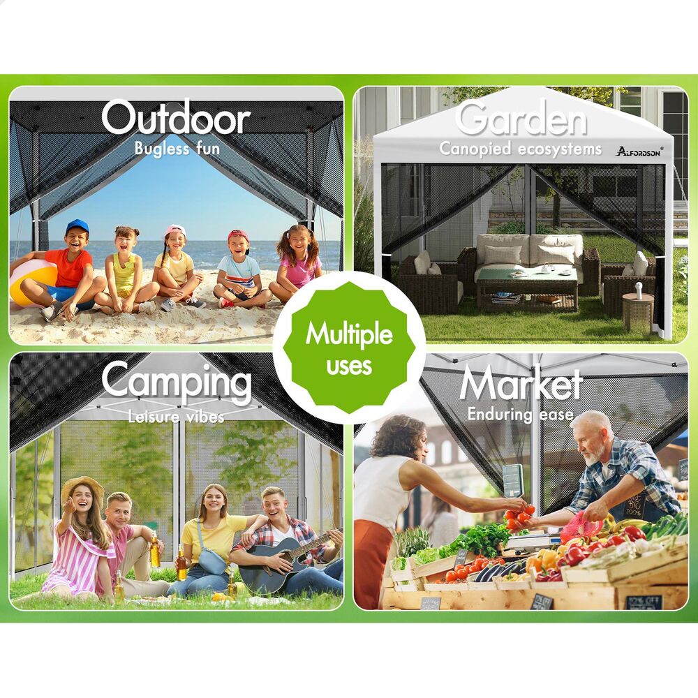 3x6m Gazebo ALFORDSON Pop Up Marquee Outdoor Tent Mesh Wall White