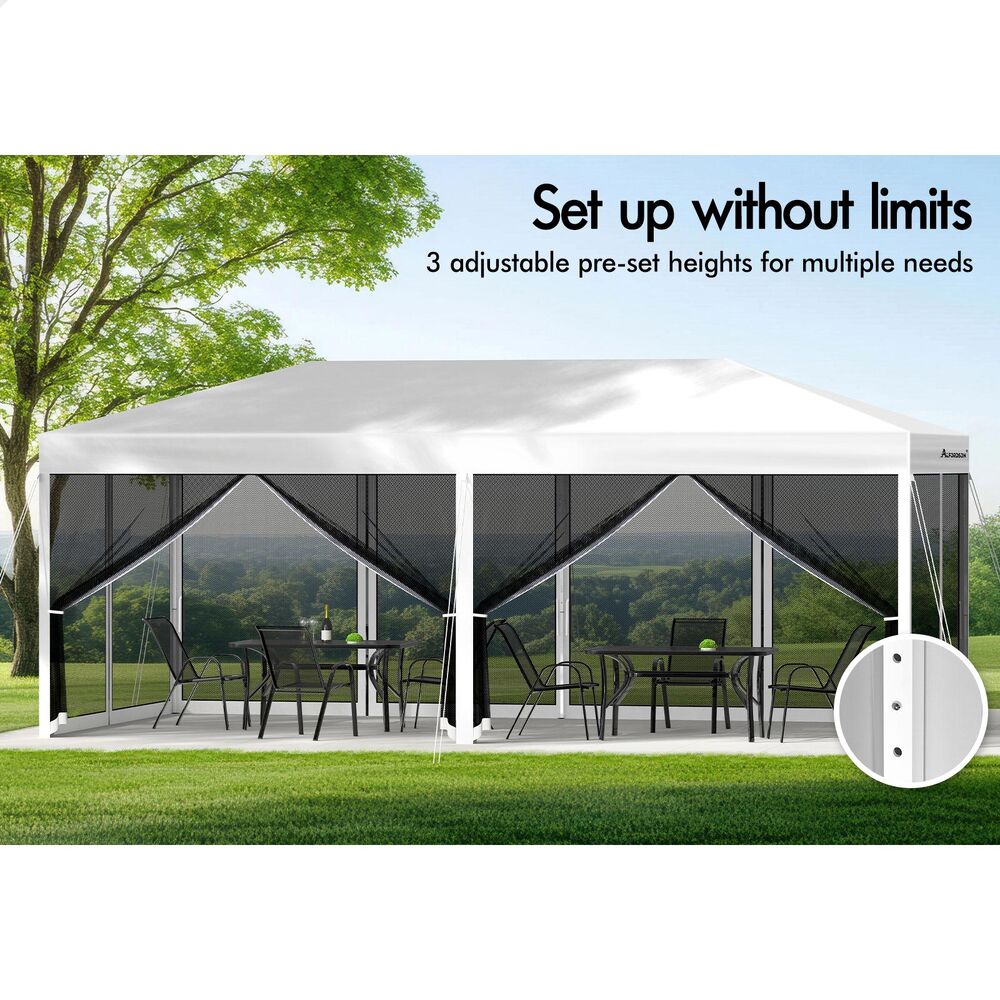 3x6m Gazebo ALFORDSON Pop Up Marquee Outdoor Tent Mesh Wall White