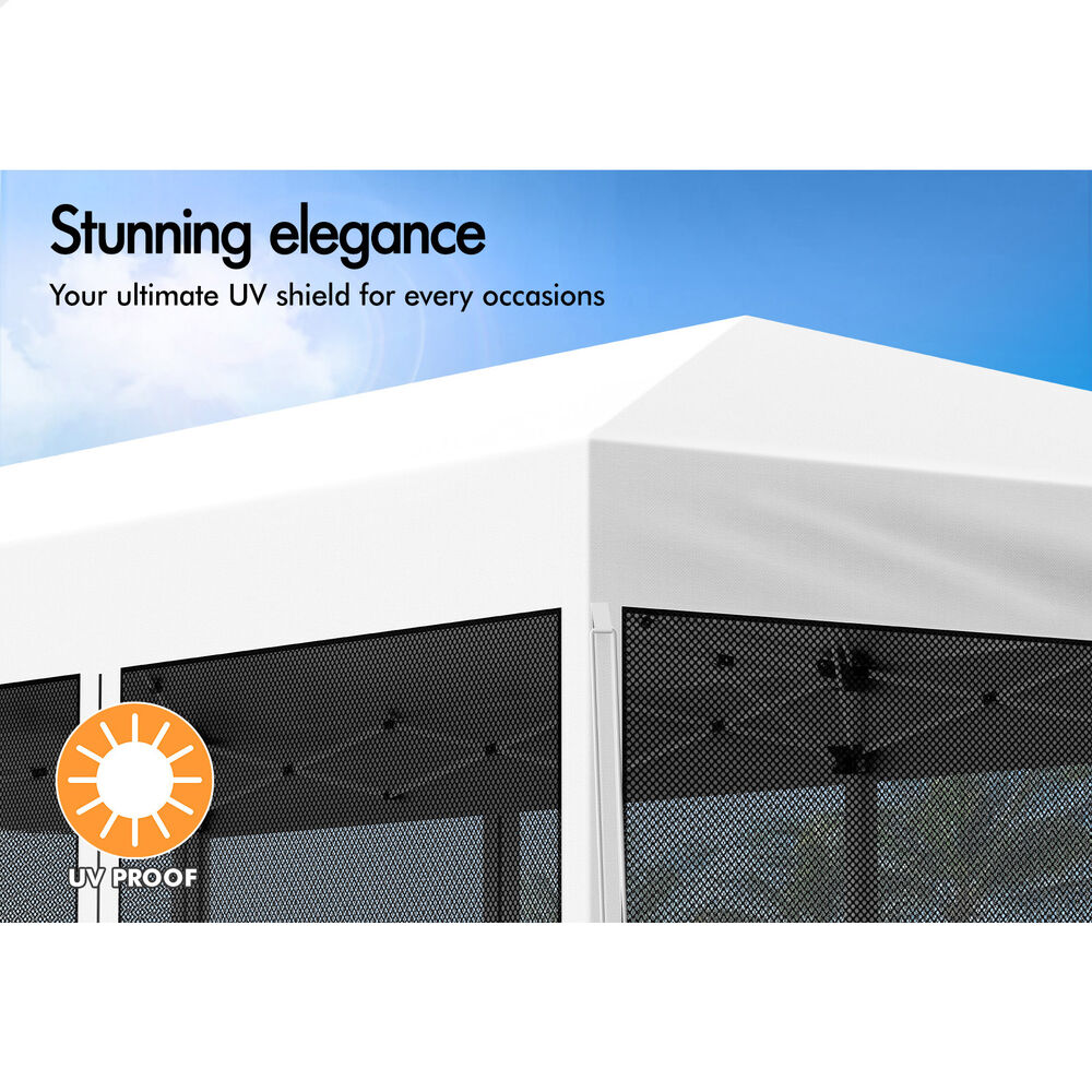 3x6m Gazebo ALFORDSON Pop Up Marquee Outdoor Tent Mesh Wall White