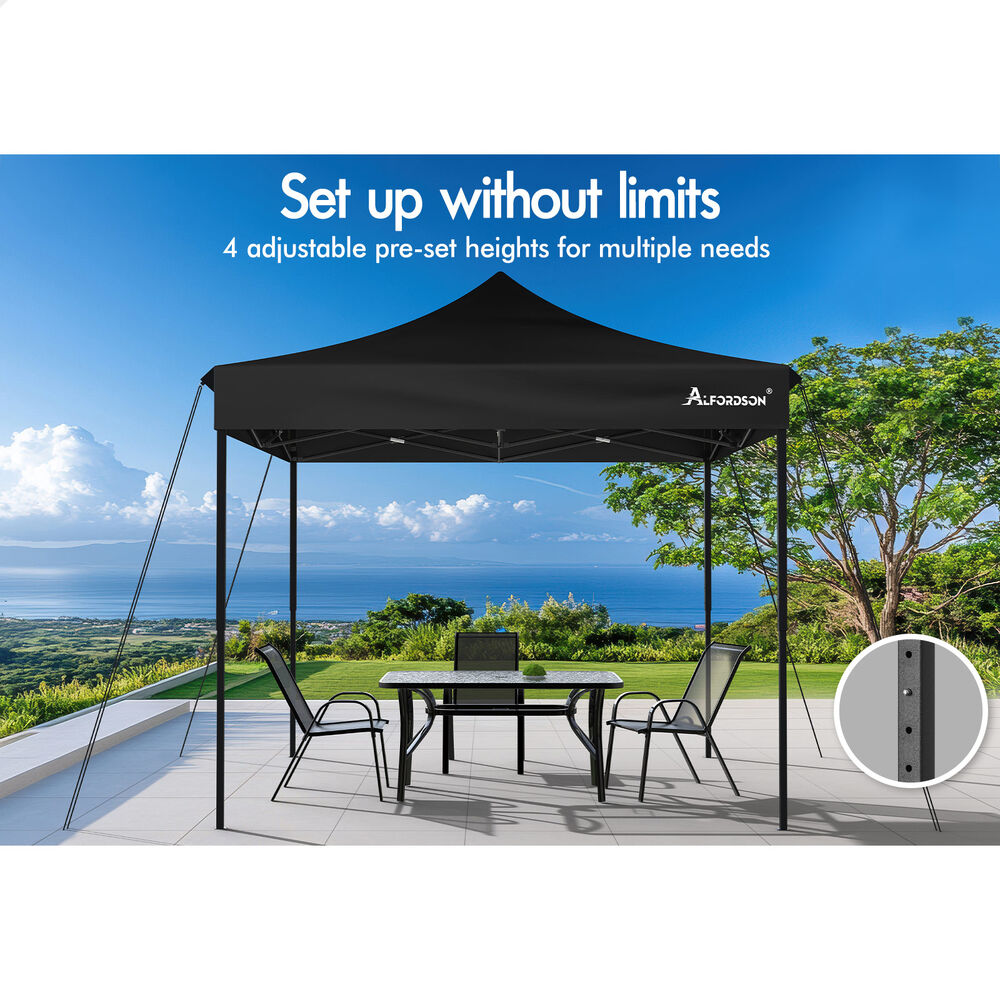 ALFORDSON Gazebo 3x3m Pop Up Marquee 600D Oxford Folding Camping Tent Black