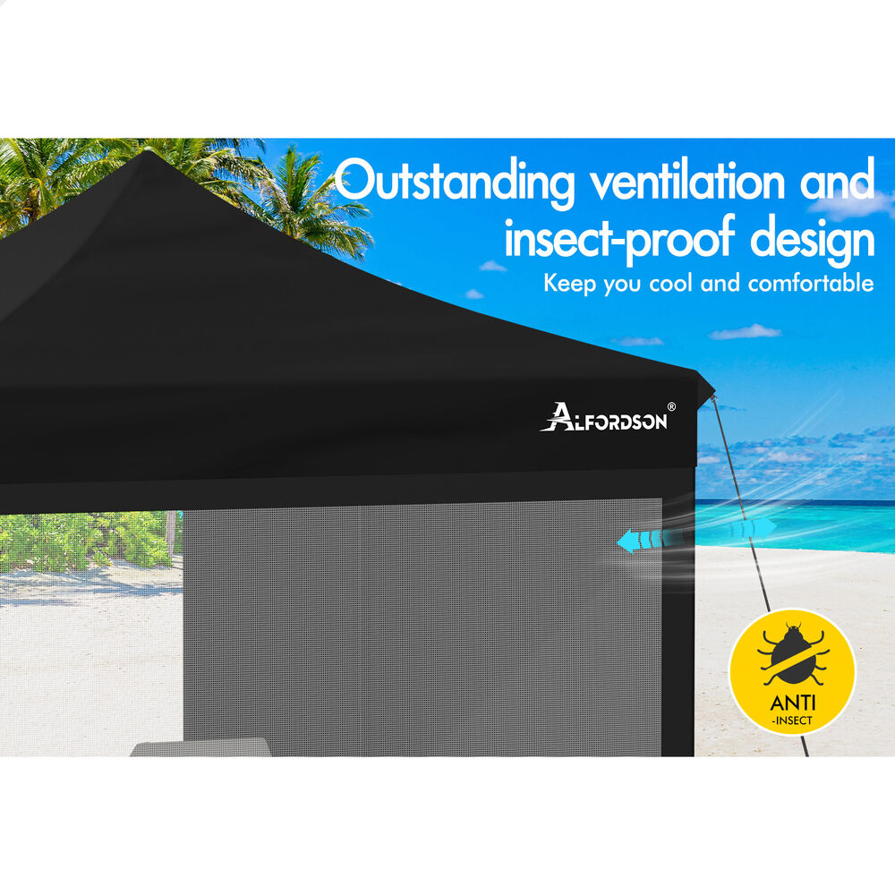 ALFORDSON Gazebo 3x3m Pop Up Marquee 600D Oxford Folding Camping Tent Black