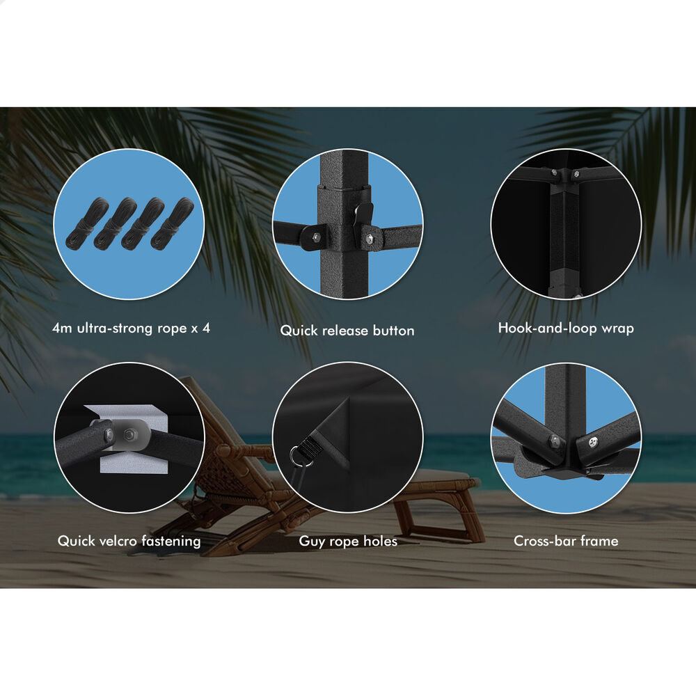 ALFORDSON Gazebo 3x3m Pop Up Marquee 600D Oxford Folding Camping Tent Black