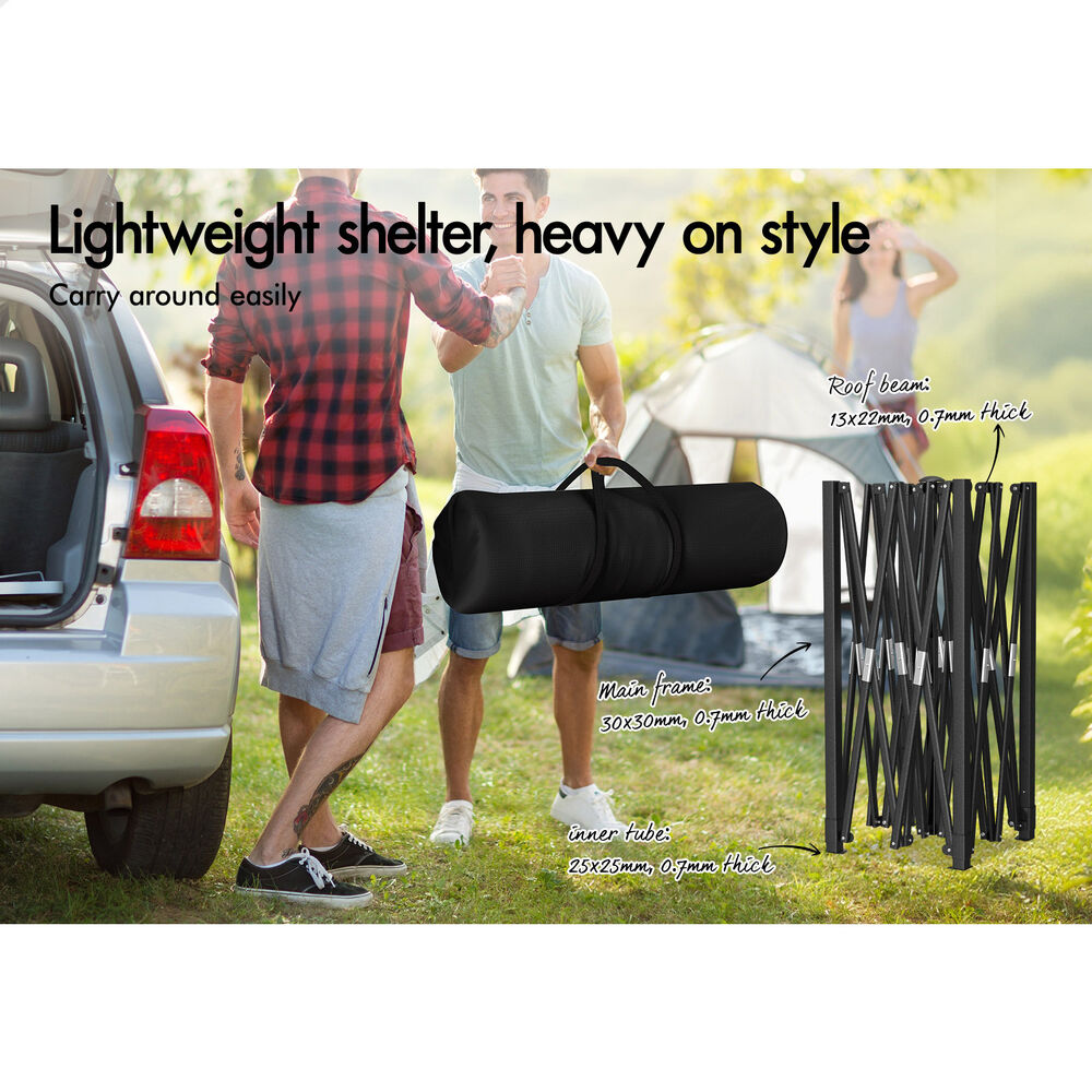 ALFORDSON Gazebo 3x3m Pop Up Marquee 600D Oxford Folding Camping Tent Black