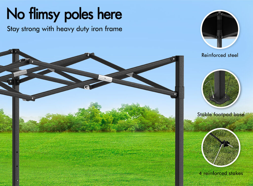 ALFORDSON Gazebo 3x3m Pop Up Marquee 600D Oxford Folding Camping Tent Black