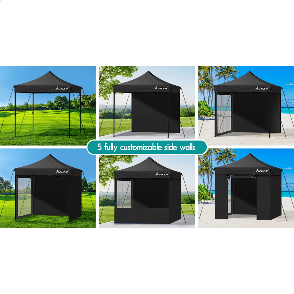 ALFORDSON Gazebo 3x3m Pop Up Marquee 600D Oxford Folding Camping Tent Black