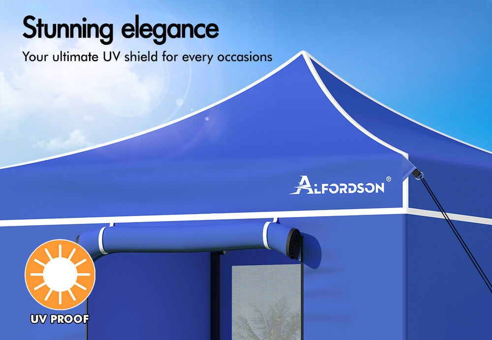 ALFORDSON Gazebo 3x3m Pop Up Marquee 600D Oxford Folding Camping Tent Blue