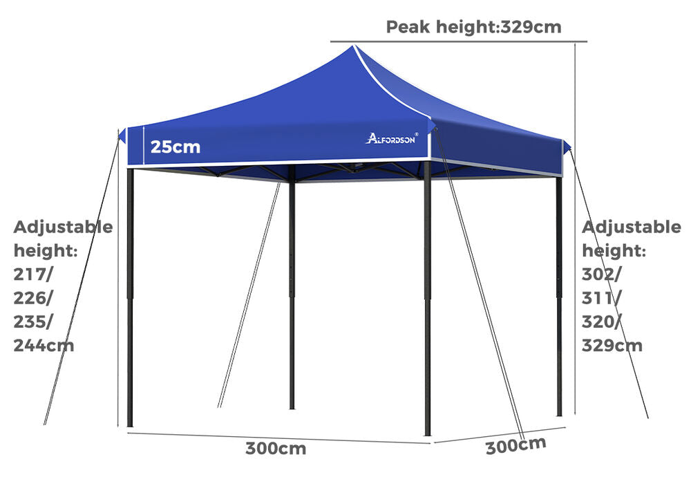 ALFORDSON Gazebo 3x3m Pop Up Marquee 600D Oxford Folding Camping Tent Blue