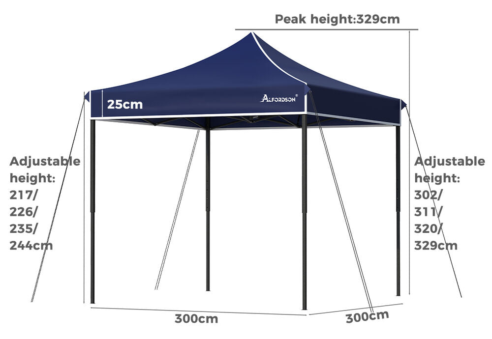 ALFORDSON Gazebo 3x3m Pop Up Marquee 600D Oxford Folding Camping Tent Navy