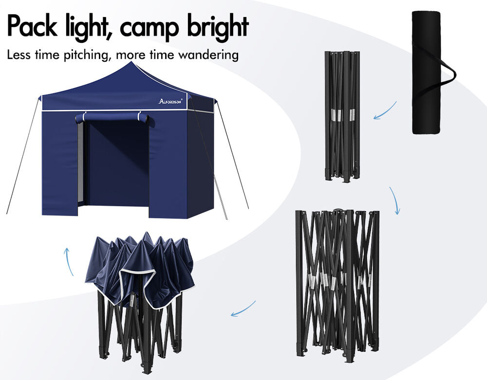 ALFORDSON Gazebo 3x3m Pop Up Marquee 600D Oxford Folding Camping Tent Navy