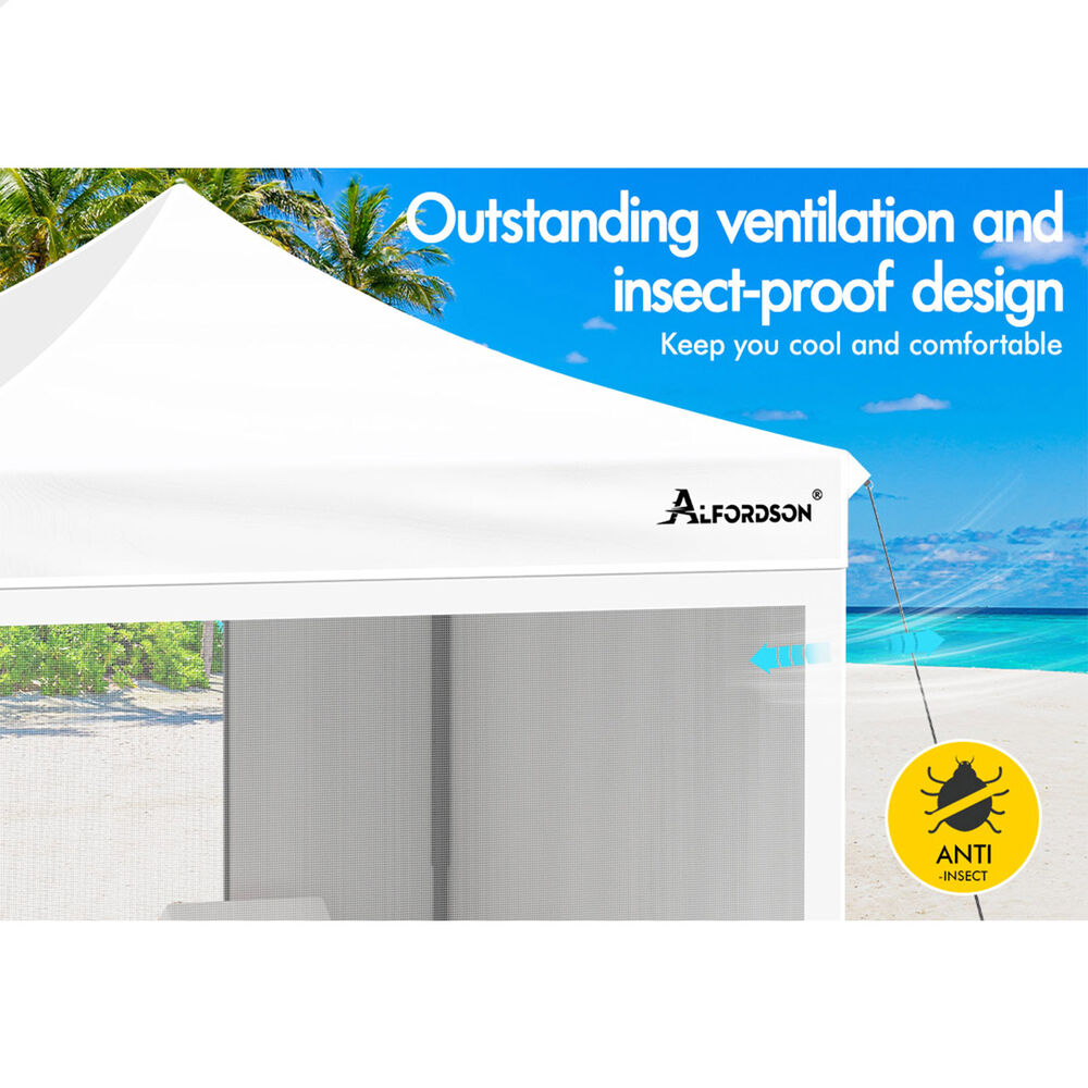 ALFORDSON Gazebo 3x3m Pop Up Marquee 600D Oxford Folding Camping Tent White