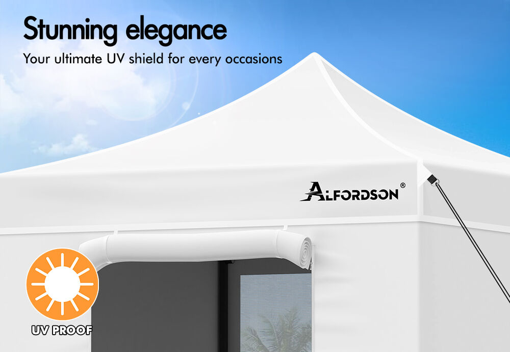 ALFORDSON Gazebo 3x3m Pop Up Marquee 600D Oxford Folding Camping Tent White
