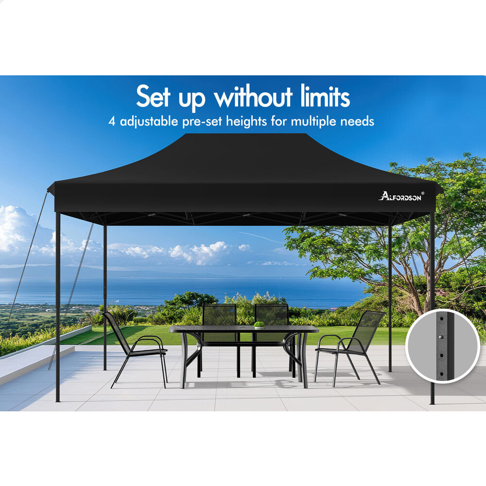 ALFORDSON Gazebo 4.5x3m Pop Up Marquee 600D Oxford Folding Camping Tent Black