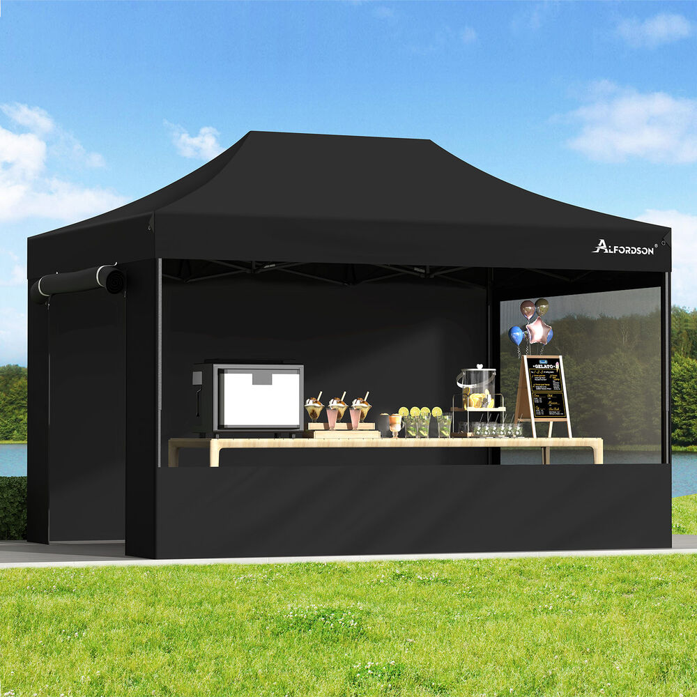 ALFORDSON Gazebo 4.5x3m Pop Up Marquee 600D Oxford Folding Camping Tent Black