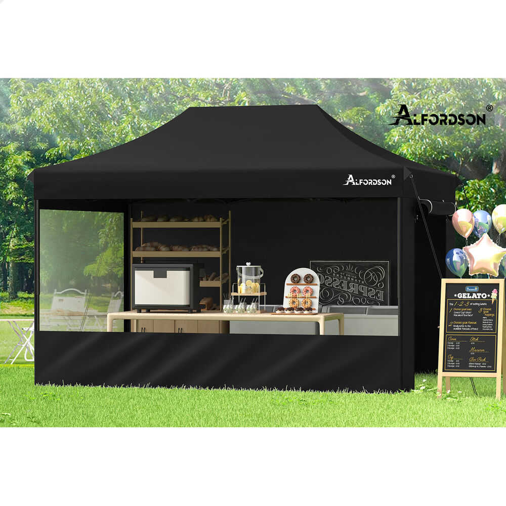 ALFORDSON Gazebo 4.5x3m Pop Up Marquee 600D Oxford Folding Camping Tent Black