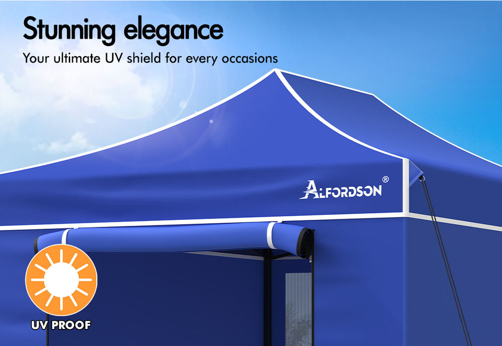 ALFORDSON Gazebo 4.5x3m Pop Up Marquee 600D Oxford Folding Camping Tent Blue