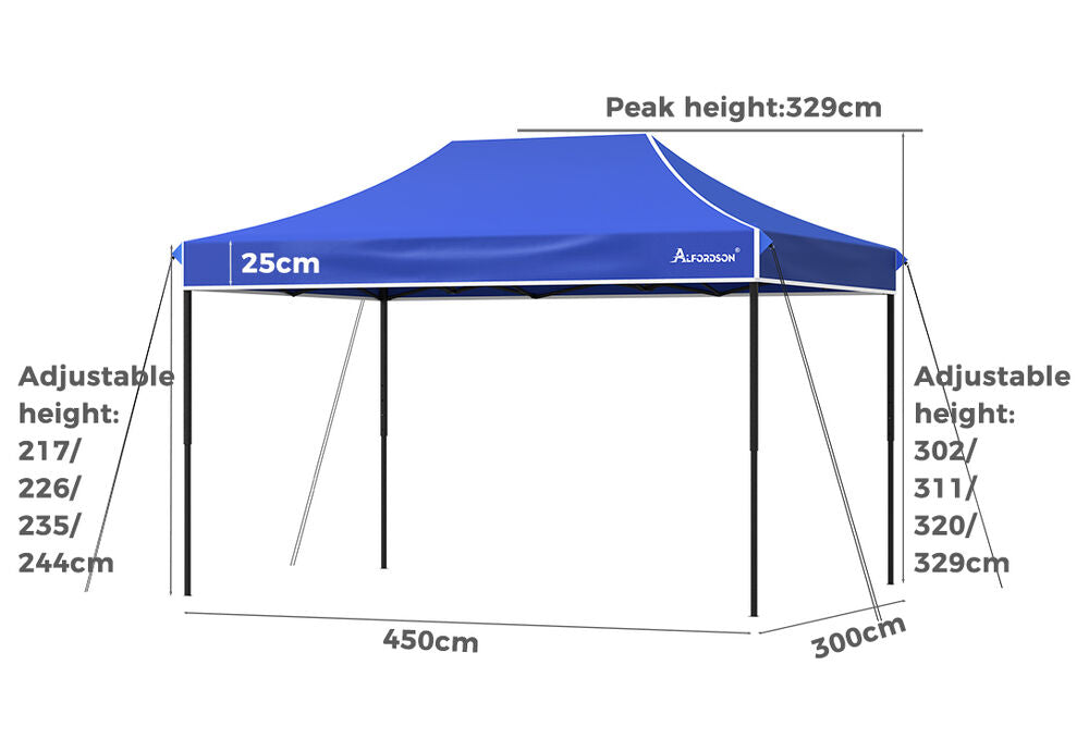 ALFORDSON Gazebo 4.5x3m Pop Up Marquee 600D Oxford Folding Camping Tent Blue