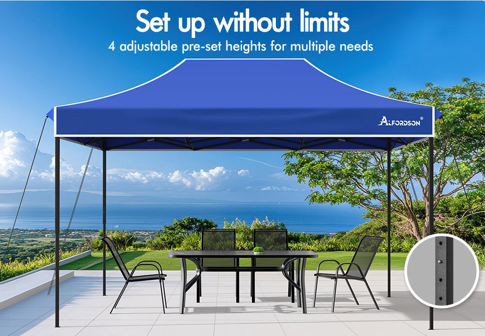 ALFORDSON Gazebo 4.5x3m Pop Up Marquee 600D Oxford Folding Camping Tent Blue