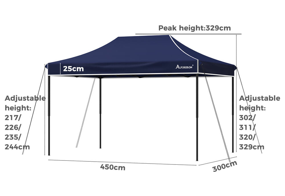 ALFORDSON Gazebo 4.5x3m Pop Up Marquee 600D Oxford Folding Camping Tent Navy