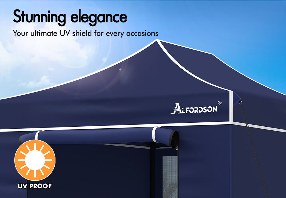 ALFORDSON Gazebo 4.5x3m Pop Up Marquee 600D Oxford Folding Camping Tent Navy