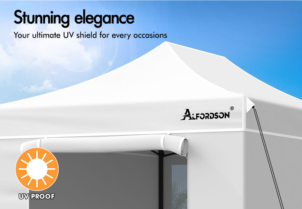 ALFORDSON Gazebo 4.5x3m Pop Up Marquee 600D Oxford Folding Camping Tent White