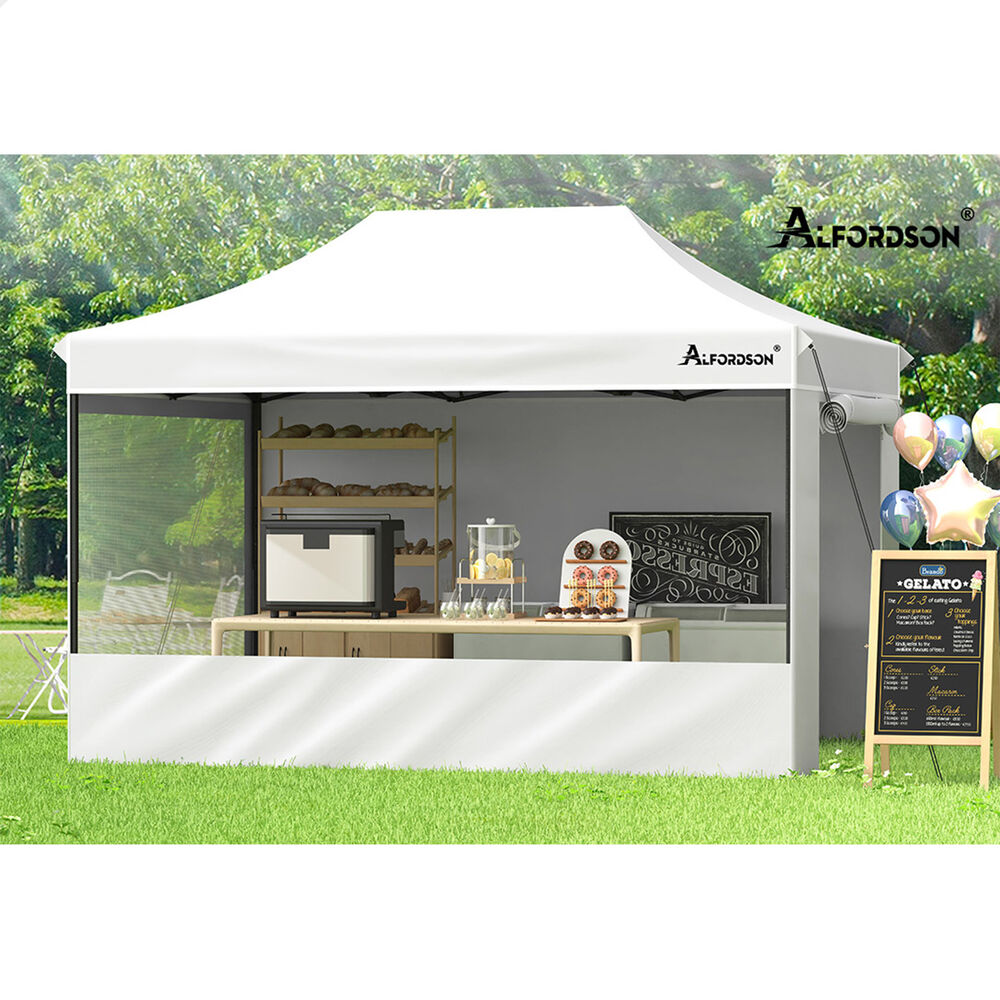 ALFORDSON Gazebo 4.5x3m Pop Up Marquee 600D Oxford Folding Camping Tent White