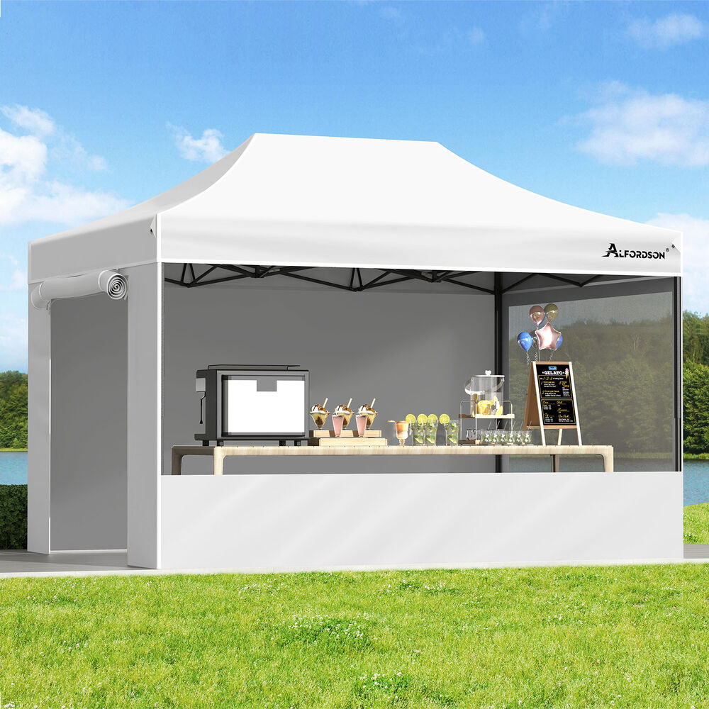 ALFORDSON Gazebo 4.5x3m Pop Up Marquee 600D Oxford Folding Camping Tent White