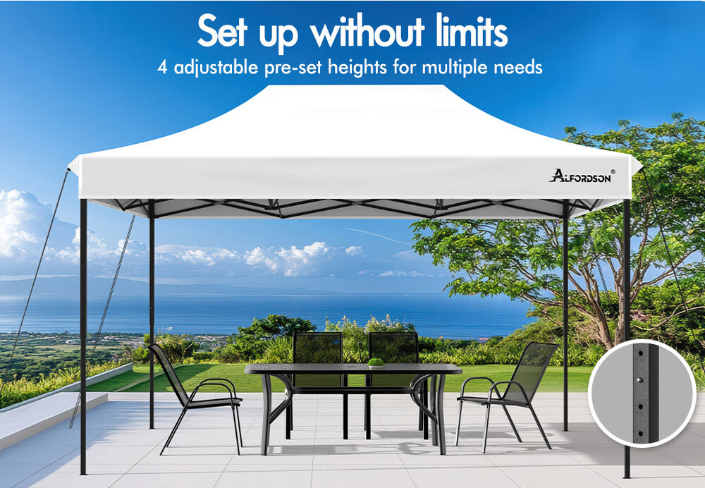 ALFORDSON Gazebo 4.5x3m Pop Up Marquee 600D Oxford Folding Camping Tent White