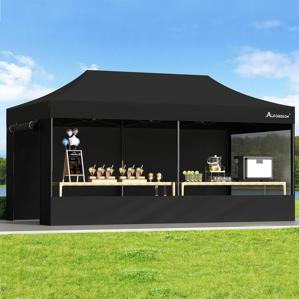 ALFORDSON Gazebo 6x3m Pop Up Marquee 600D Oxford Folding Camping Tent Black