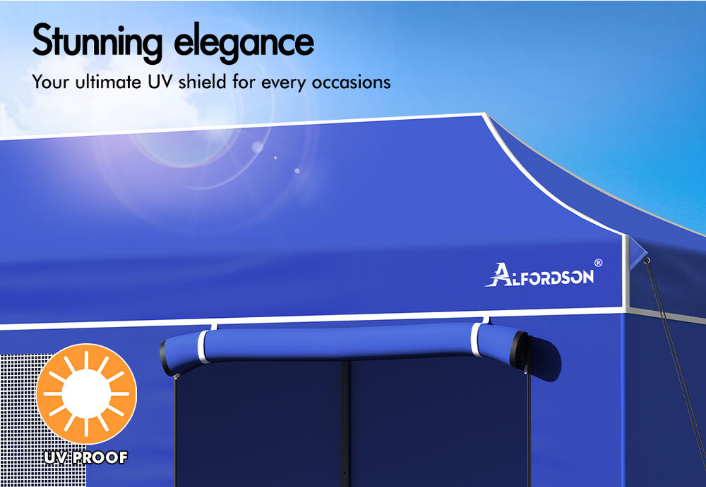 ALFORDSON Gazebo 3x6m Pop Up Marquee Camping Folding Tent 600D Oxford Blue