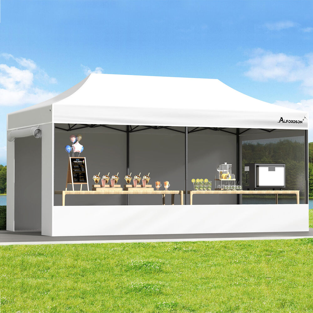 ALFORDSON Gazebo 6x3m Pop Up Marquee 600D Oxford Folding Camping Tent White