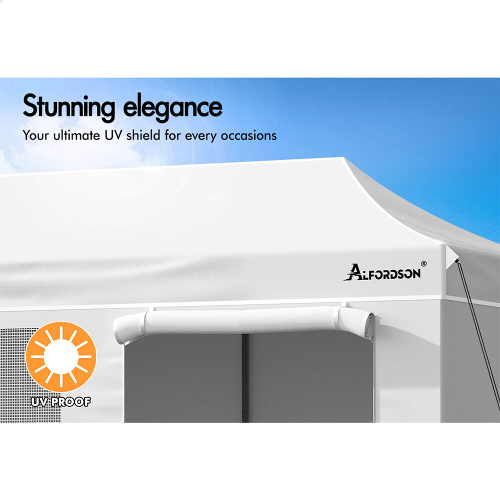 ALFORDSON Gazebo 6x3m Pop Up Marquee 600D Oxford Folding Camping Tent White