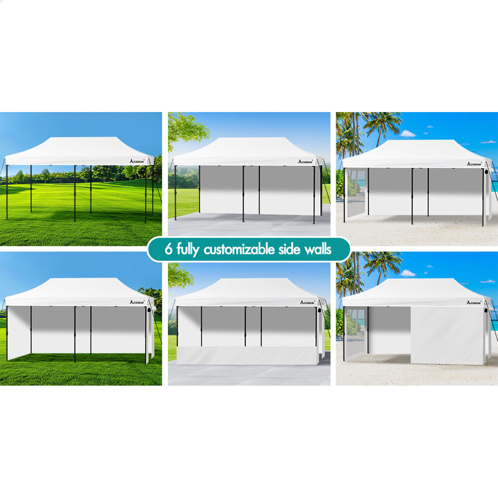 ALFORDSON Gazebo 6x3m Pop Up Marquee 600D Oxford Folding Camping Tent White