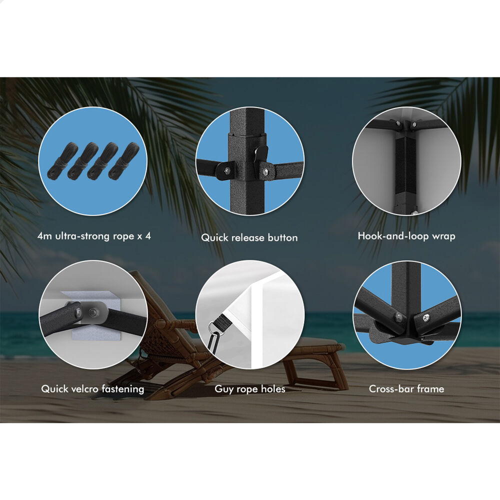 ALFORDSON Gazebo 6x3m Pop Up Marquee 600D Oxford Folding Camping Tent White