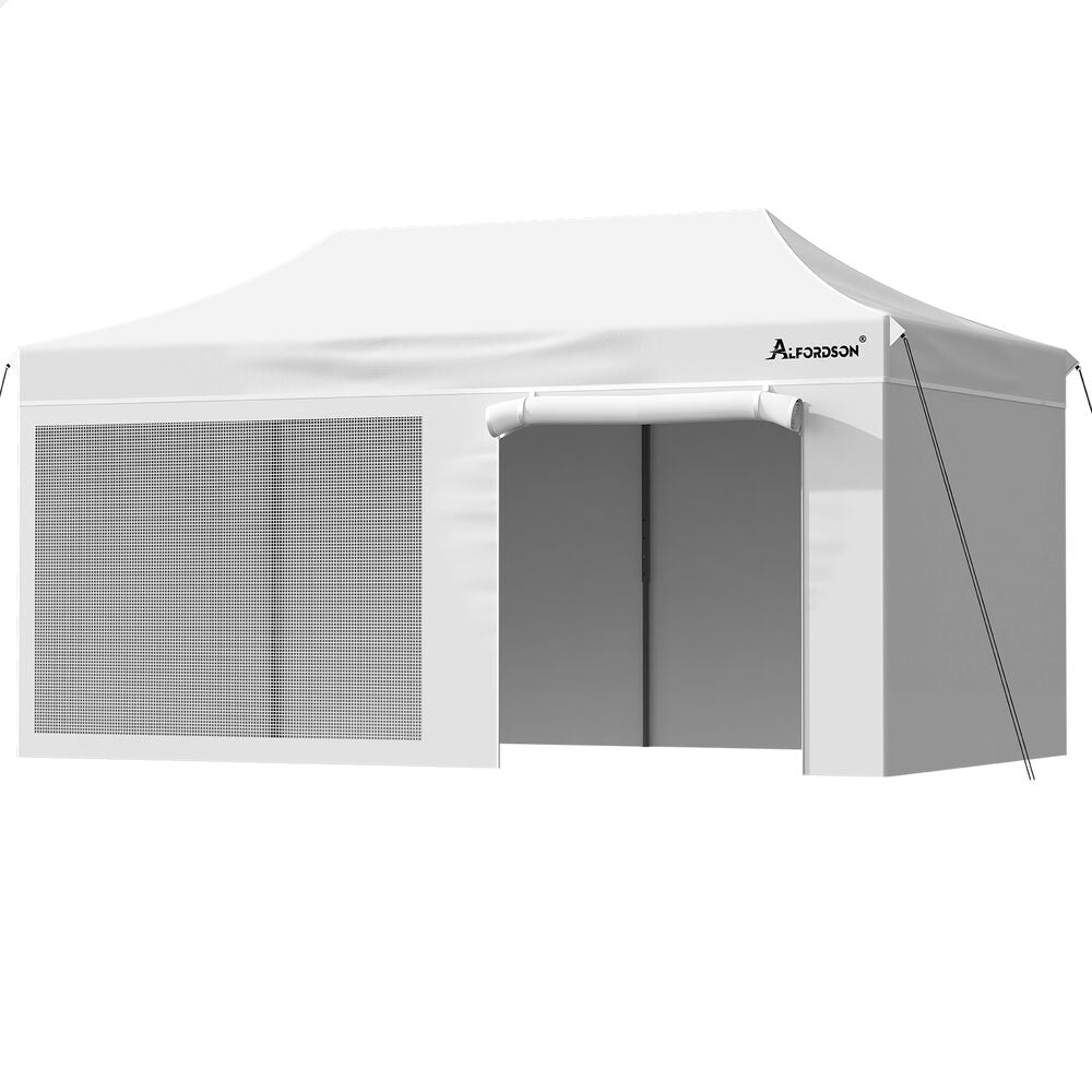 ALFORDSON Gazebo 6x3m Pop Up Marquee 600D Oxford Folding Camping Tent White