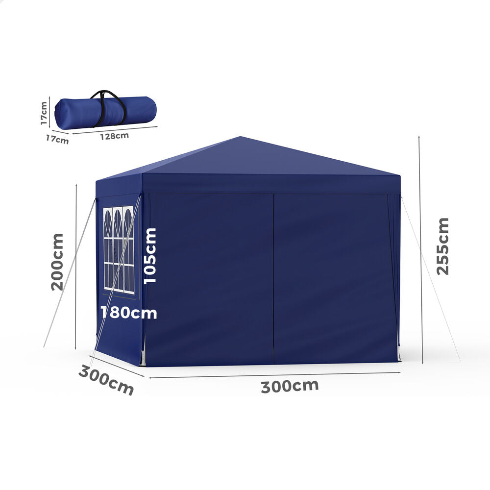 ALFORDSON Gazebo 3x3m Outdoor Wedding Marquee Camping Canopy Portable Blue